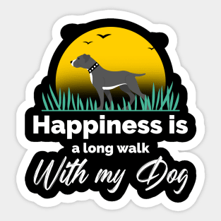 Happiness is a long walk with my dog Sticker